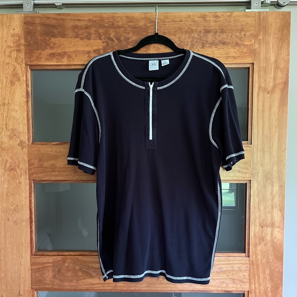 Navy white trim Armani Exchange men’s shirt.